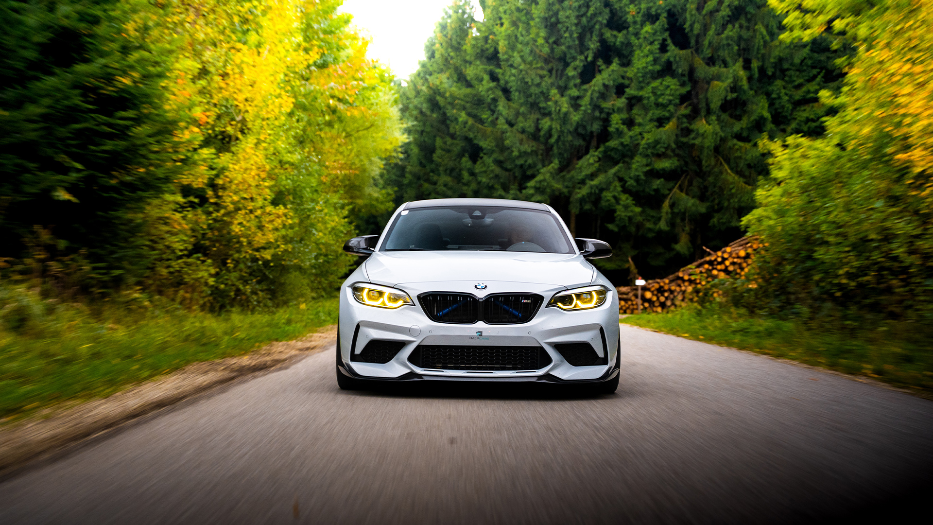 BMW M2 F87 Rolling shot through forest section